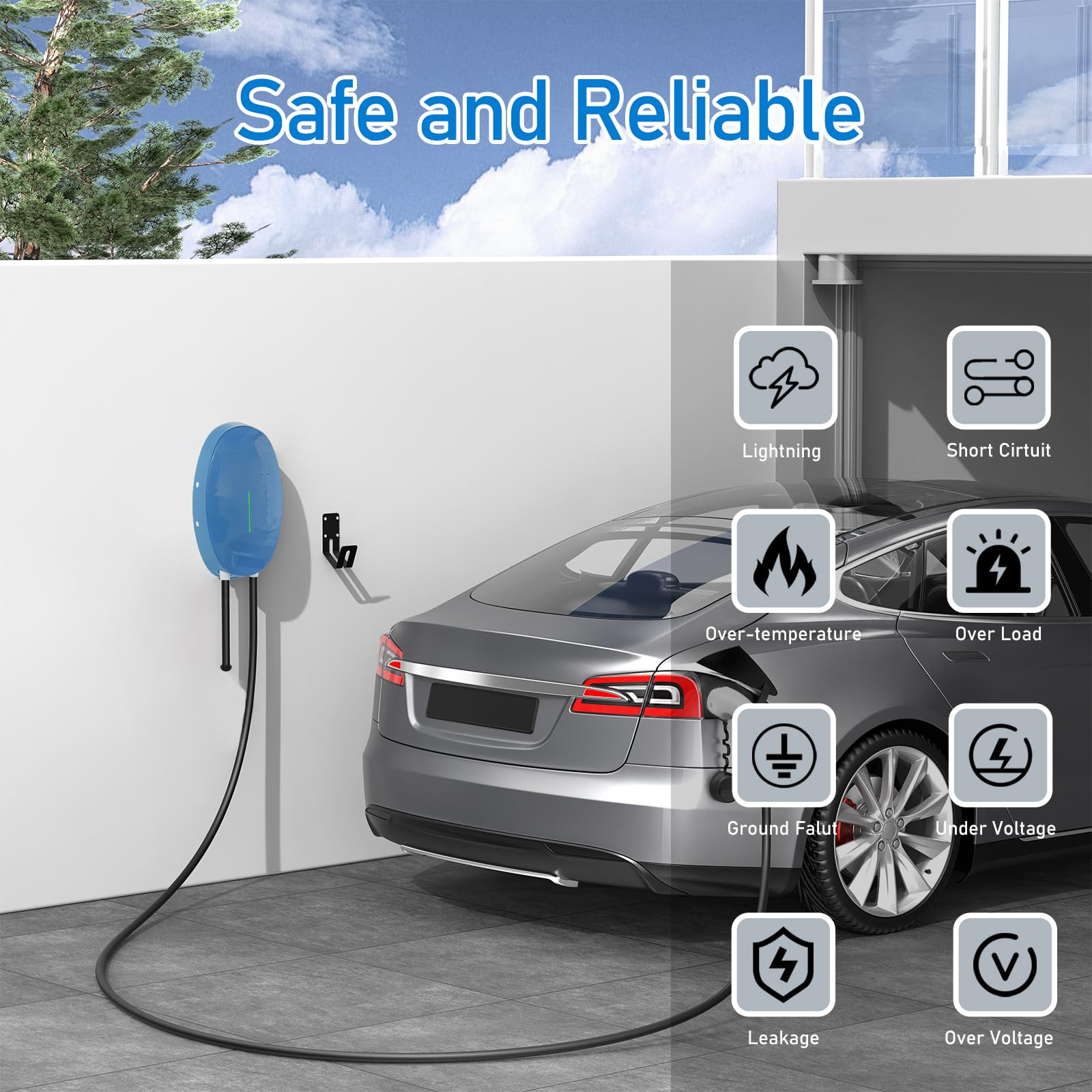 Cavo Ricarica Auto Elettrica Tipo 2 6M Famiglia Wallbox 7,2KW Colonnina Ricarica Auto Elettrica PHEV 32A Monofase Impermeabile IP66