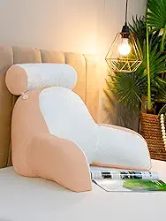 Almofada de Leitura para Cama, Travesseiro de Leitura Almofada de Encosto para Cama Encosto para Costas Ergonômico 55cm altura por 60 cm Largura (AVELÃ