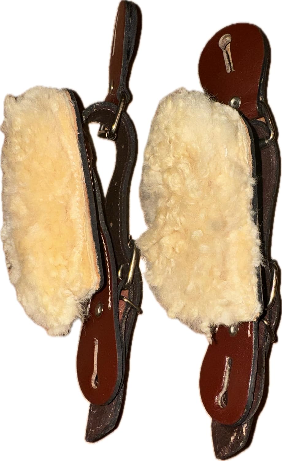 EPT Bull Ropes Adult Leather Spur Strap w Sheep Wool Pads 1 1/4" x 11" Brand