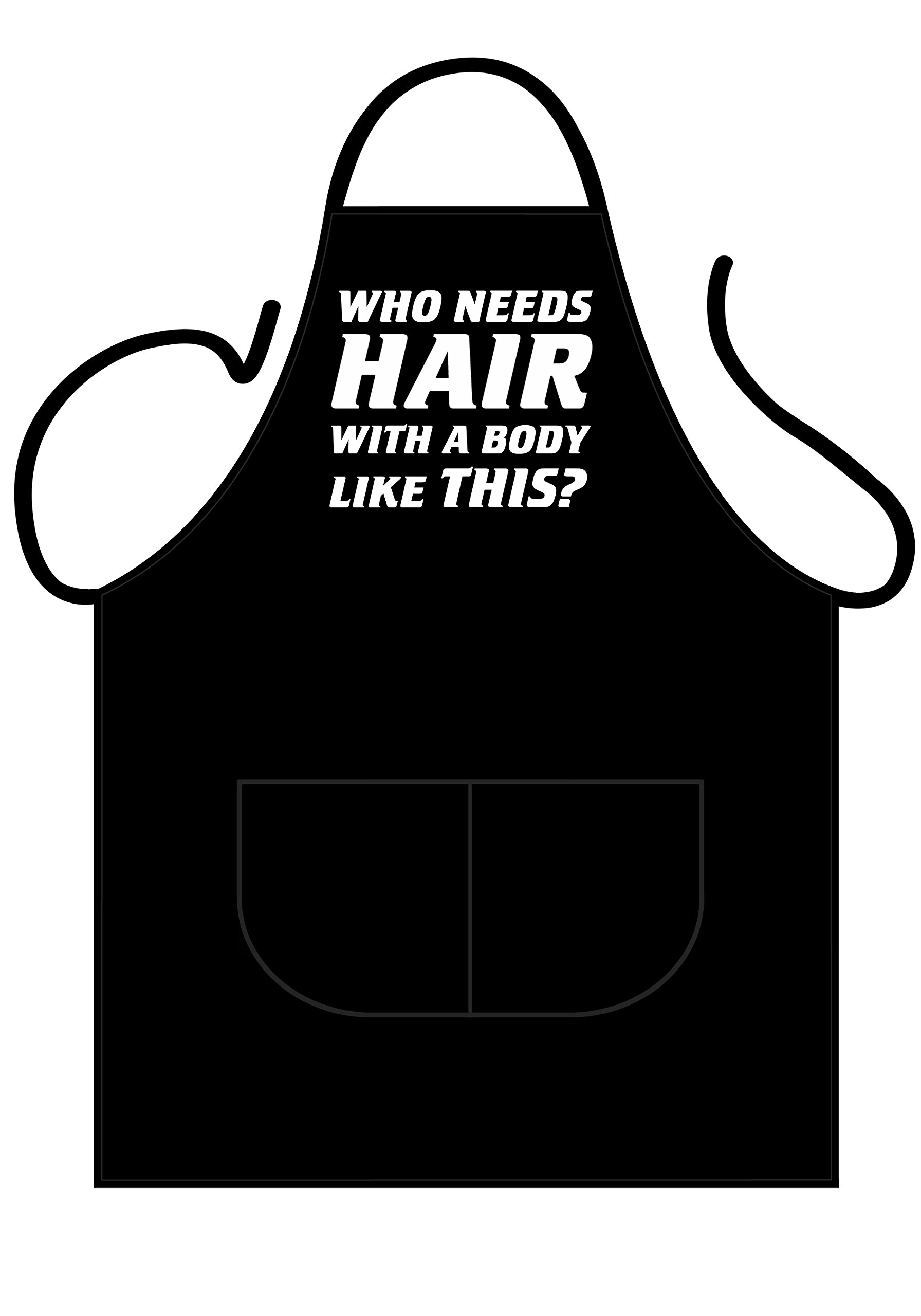 Iconic Aprons Who Needs Hair Apron, Polyester-Cotton, Multi-Colour, 90 x 69 x 0.1 cm