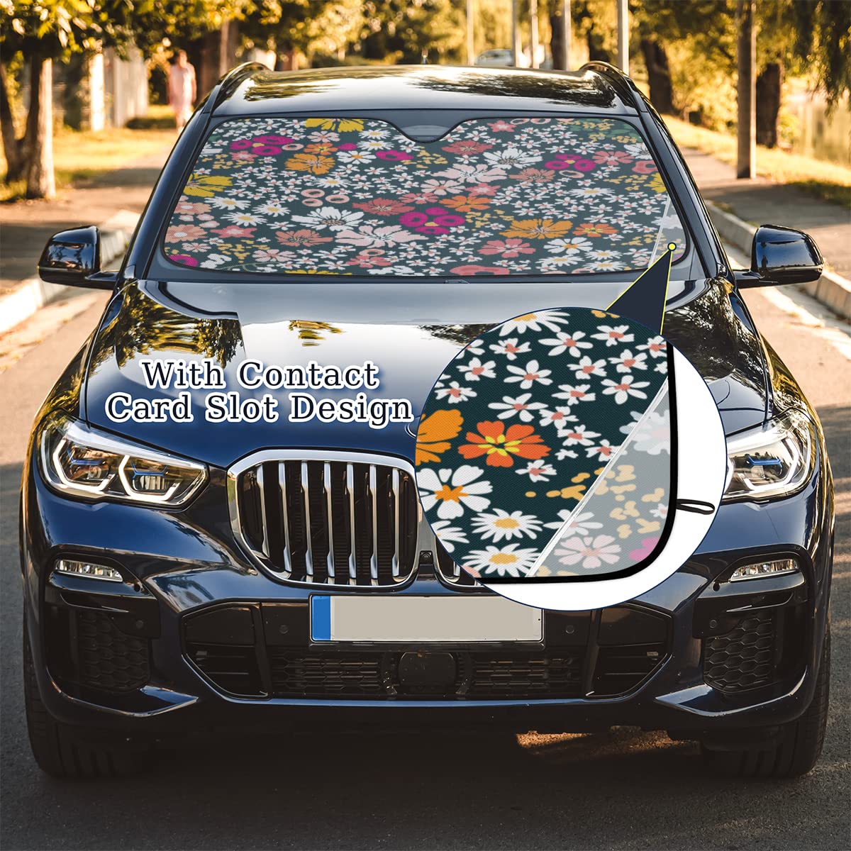 Dujiea - Parasol Para Ventana Delantera De Coche, Colibrí Y Las Flores, Plegable, Protector De Visera Para