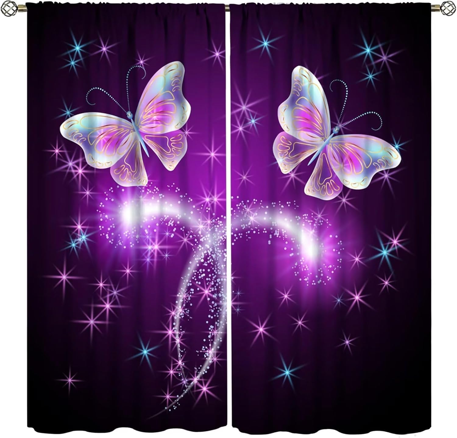 Rideaux occultants papillon isolation thermique et phonique 170x200 cm pour salon