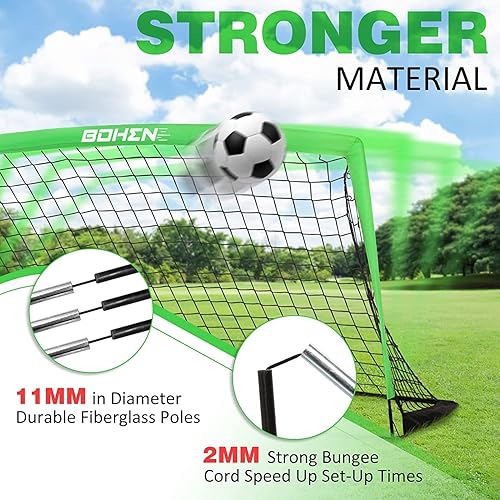 Miniatura 3 de BOHEN 9x5FT Portable Soccer Goal for Kids Backyard with Carry Bag - Easy Folding Lightweight Fun for Outdoor Indoor Training Games for Teen Youth