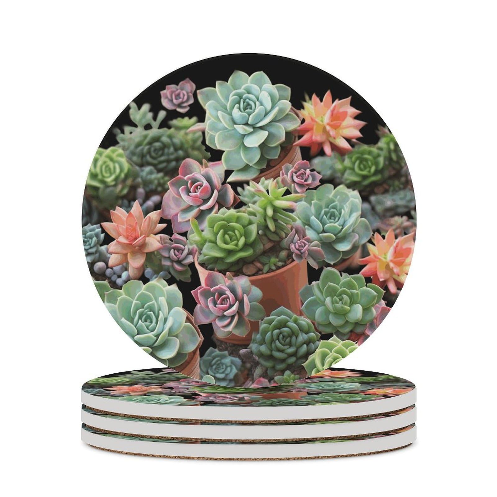 Dessous de verre absorbants en céramique liège plantes succulentes