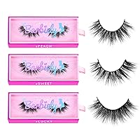 Vista 12 de Pestañas naturales de 0.59 pulgadas, pestañas de visón real 3D, 3 pares de pestañas postizas cortas y finas, pestañas de aspecto natural hechas a