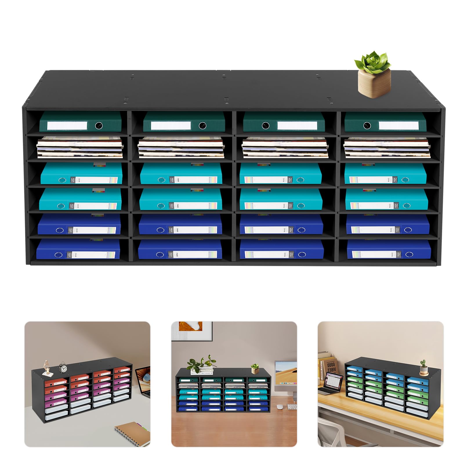 24 scomparti in PVC, per documenti, documenti, documenti, contratti, carta A4, ricevute, 100 x 30 x 42 cm
