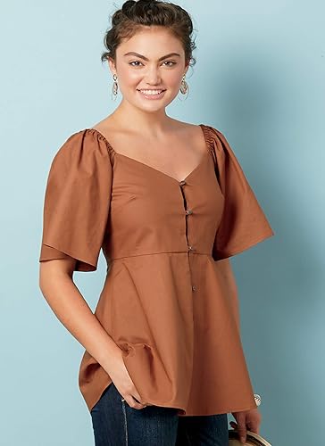 Vista 8 de McCall Pattern - Camiseta de tirantes para mujer, con mangas fruncidas, tallas 6 a 14