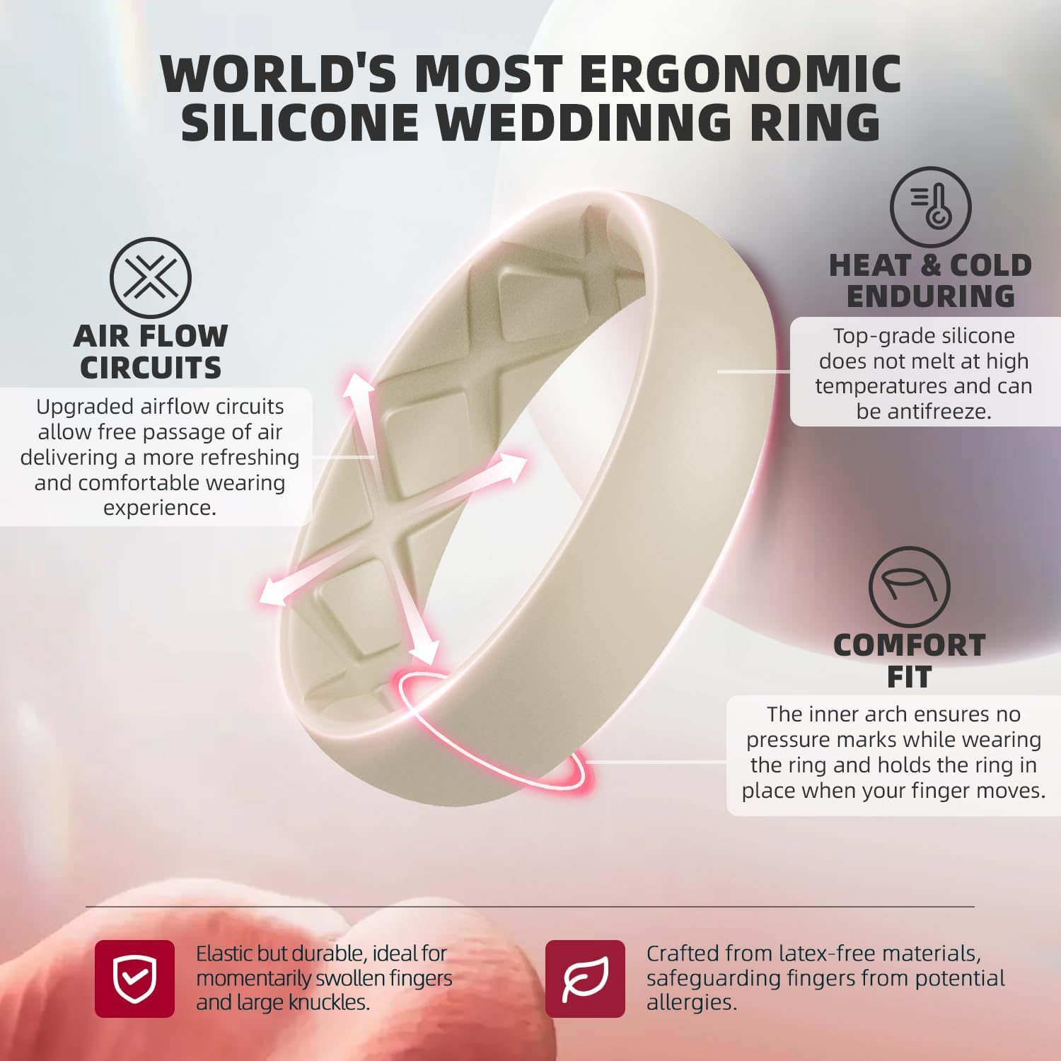 Egnaro Women's Stackable Silicone Rings, 2.5/5.5mm Wide 1.8/2mm Thick Bands image 2
