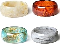 ALEXTINA 4Pcs Colorful Acrylic Chunky Bangle Bracelets for Women - Geometric Resin Bangles Set, Wide Dome Stackable Jewelry