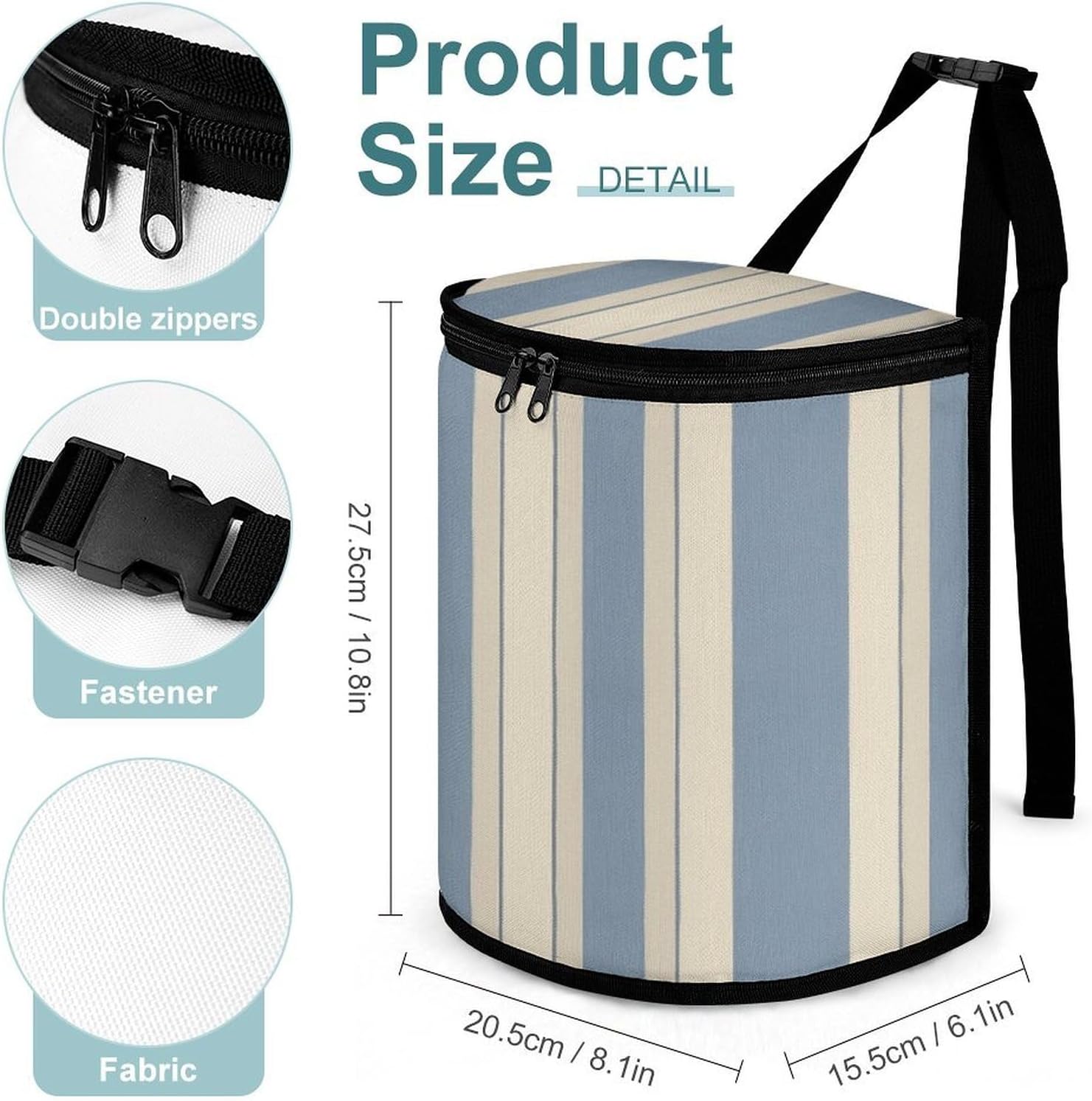 Hanging Car Trash Bag Blue Beige Stripe Printed Car Garbage Storage Bag Leakproof Car Trash Can Portable Garbage Storage Bags