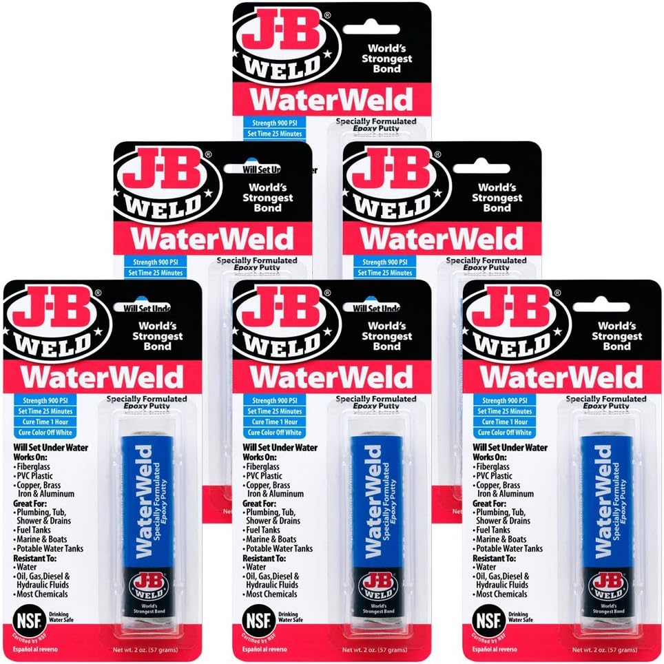 Pack of six J-B Weld WaterWeld epoxy putty sticks