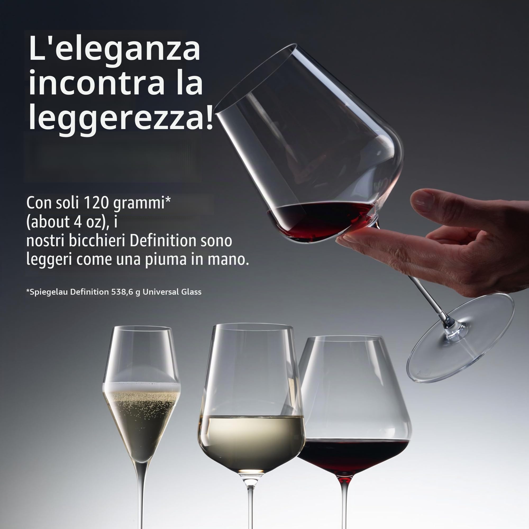 Spiegelau Set di 2 bicchieri da vino universali, calici da vino, in cristallo, 550 ml, definizione, 1350161
