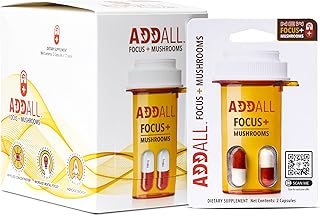 Addall Focus + Mushrooms Memory Supplement (12 Pack) #1 Effective Alternative Brain Supplement Substitute Pills Nootropic & Energy | No Crash | Science Backed Formula | USA Made