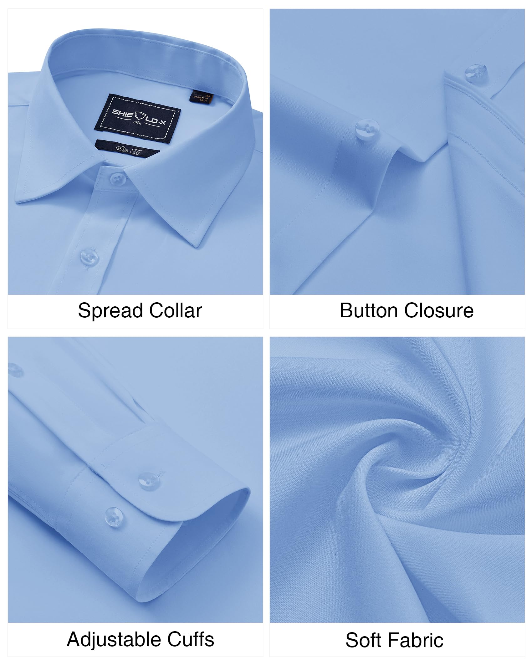 DEMEANOR Camisas de vestir para hombre, camisas de vestir de manga larga para hombre, camisas ajustadas, camisas casuales para hombre, camisas formales sin planchado