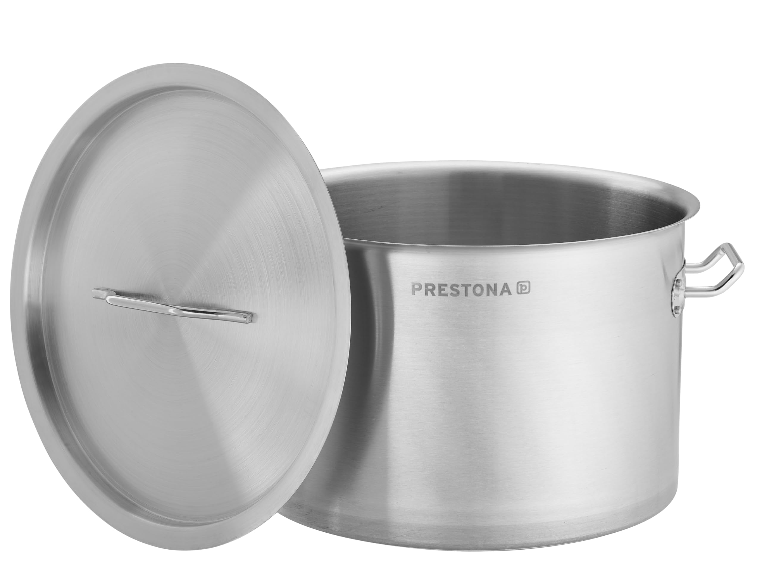 TECHNICA PRESTONA 17L Garnek indukcyjny – Garnek ze stali nierdzewnej Ø320 mm z pokrywką – Trójwarstwowe dno – Garnek do zupy na wszystkie kuchenki – – Bez niklu – Uchwyty odporne na ciepło