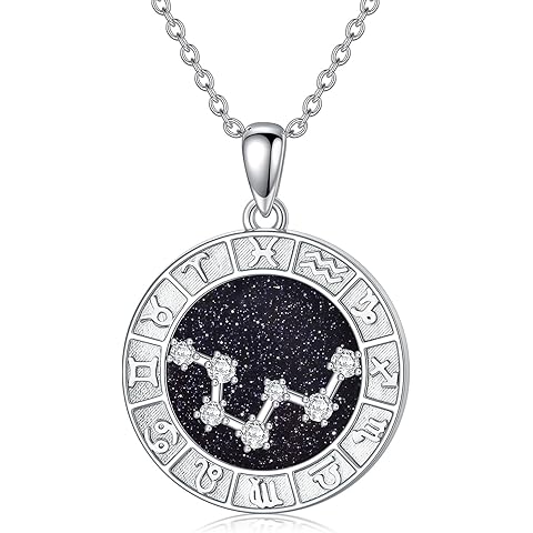 12 Zodiac Sign Necklace 925 Sterling Silver Constellations Pendant Necklace Jewelry Gifts for Women Men Friend Christmas Birthday,18+2 inch