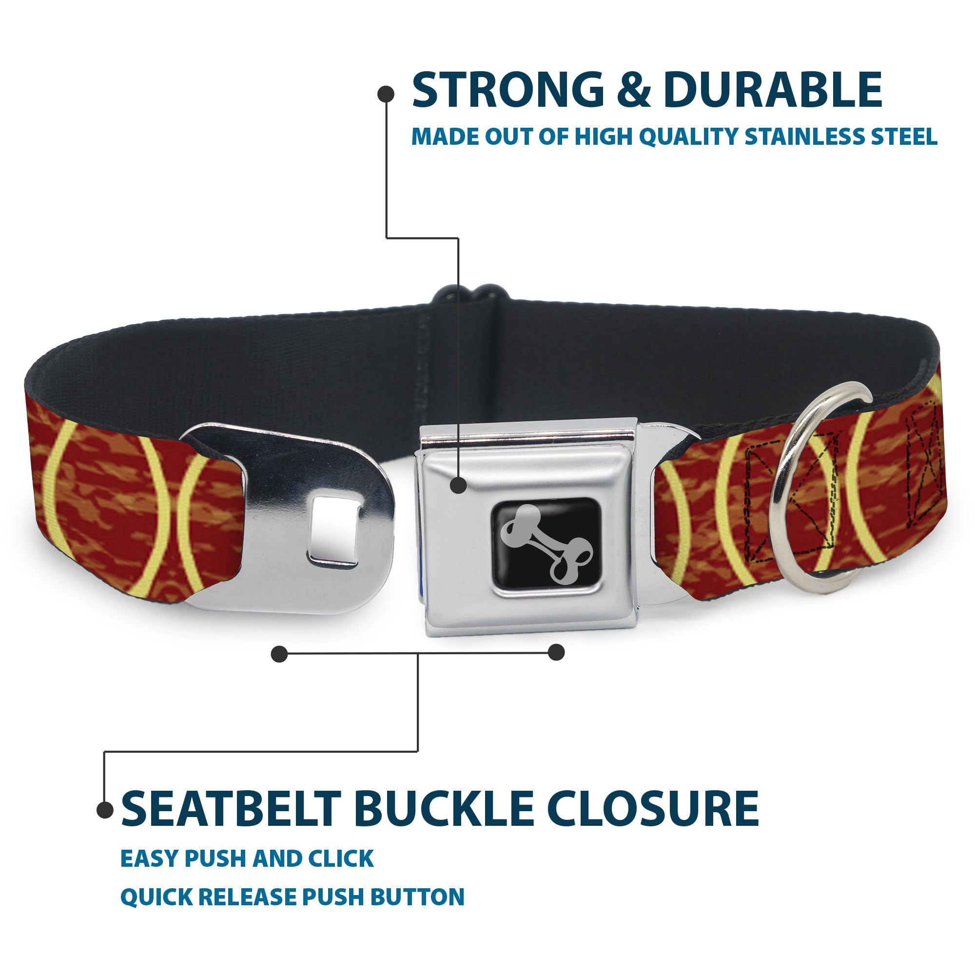 Buckle-Down DC-W31811-WS - Cinturón de Seguridad para Perro, Talla S, Color Naranja y Amarillo