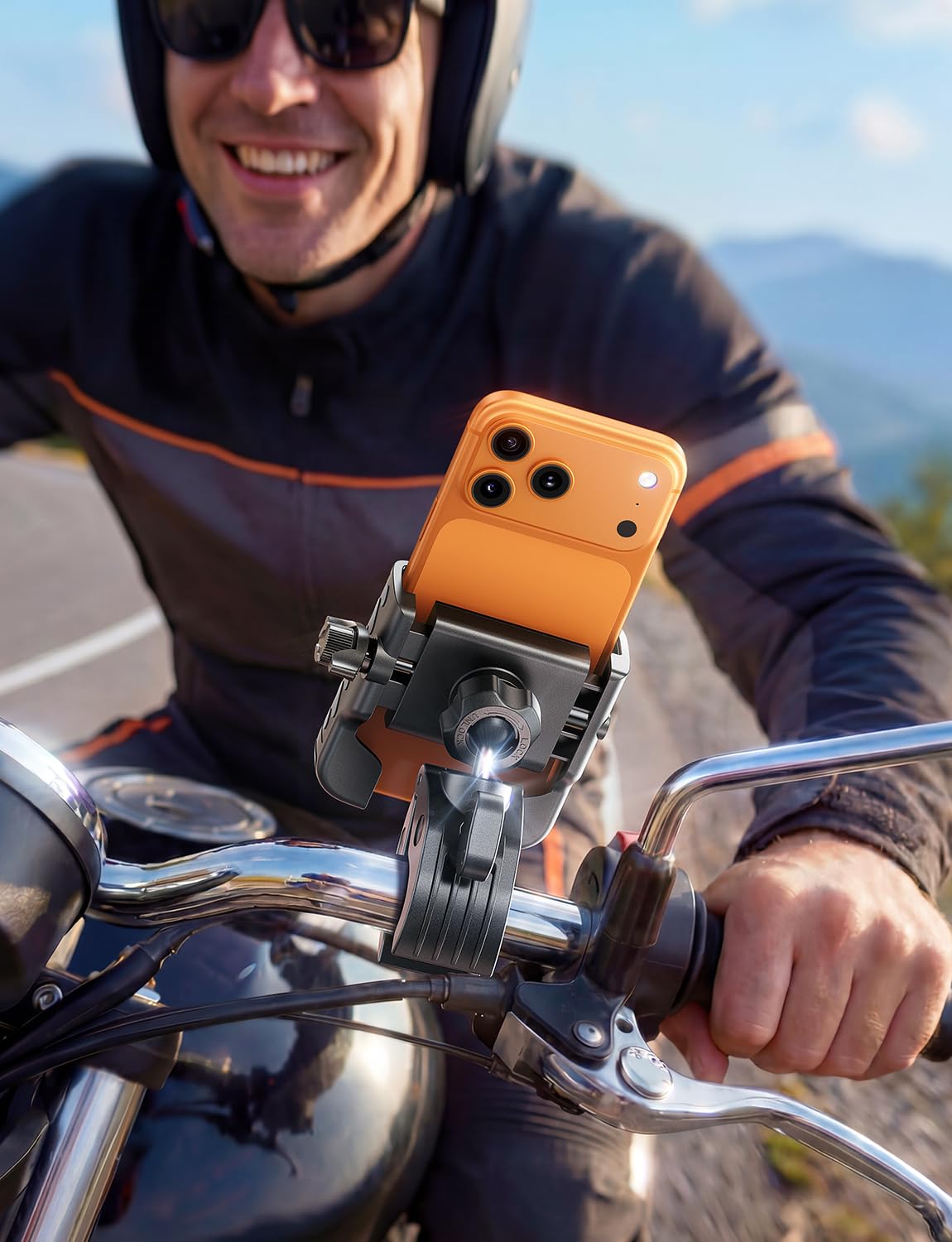 andobil Handyhalterung Fahrrad – Schockabsorbierend metallklemme Universal Handyhalterung Motorrad 360° Handyhalter Fahrrad für iPhone 16/15/14 Pro Max Samsung S25
