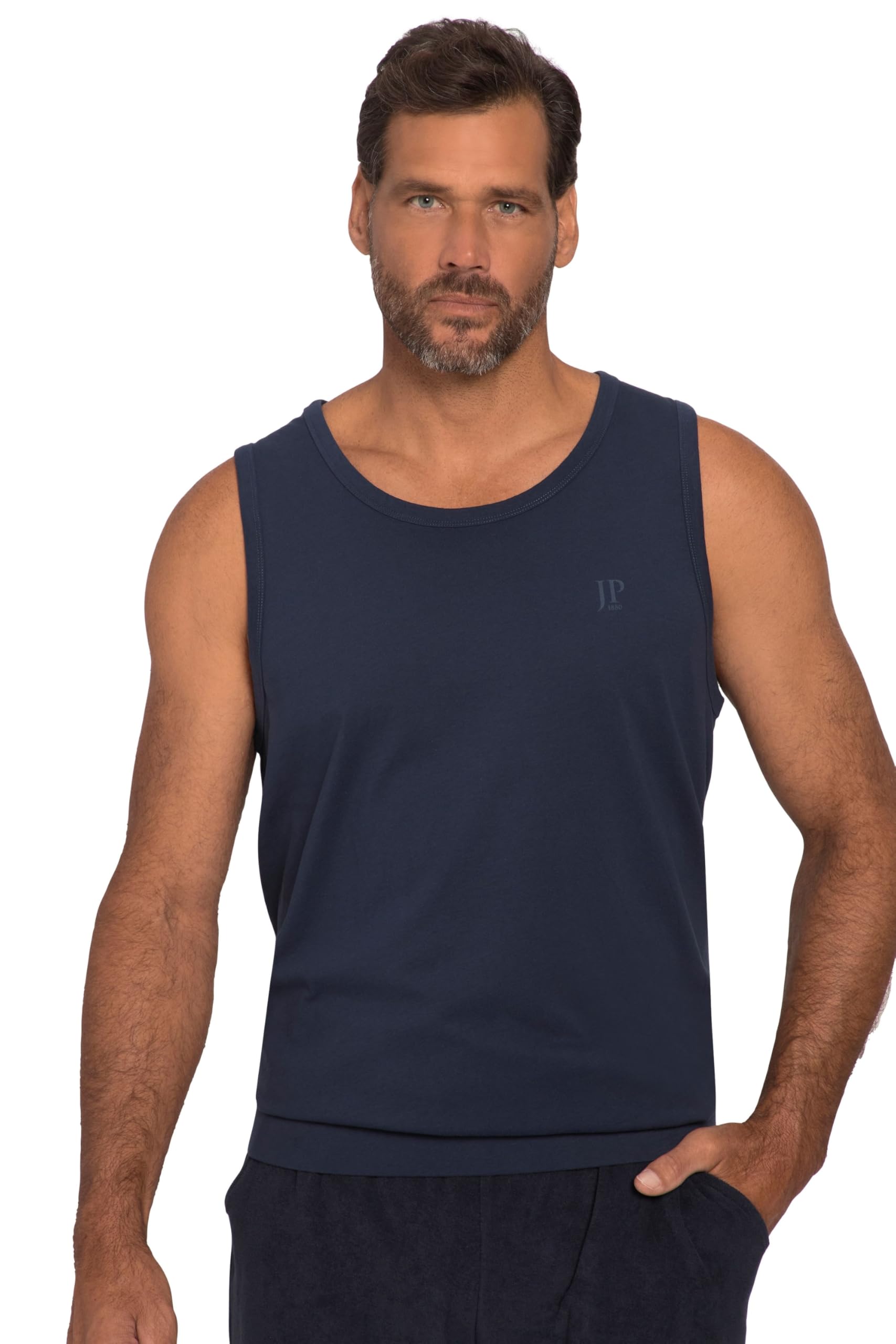 JP 1880 Men's Large Sizes Plus Sizes Menswear L-8XL Tank Top, Belly Fit, Special Cut, up to 8XL 719783, Black Blue, 4XL