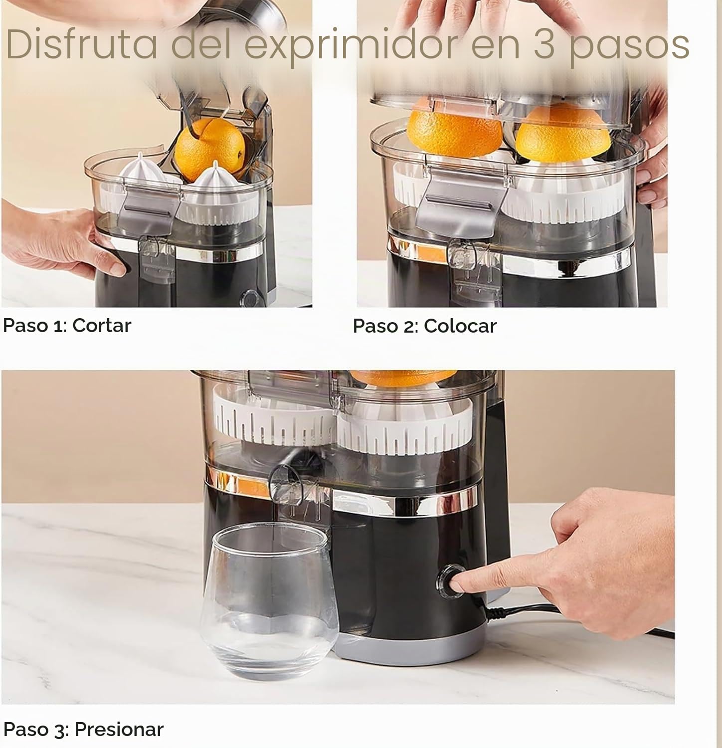 Exprimidor eléctrico de 100 W, 500 ml, máquina de zumo de cítricos con motor de 18000 rpm, fácil de limpiar y apto para lavavajillas, para jugo de naranja fresco prensado a mano