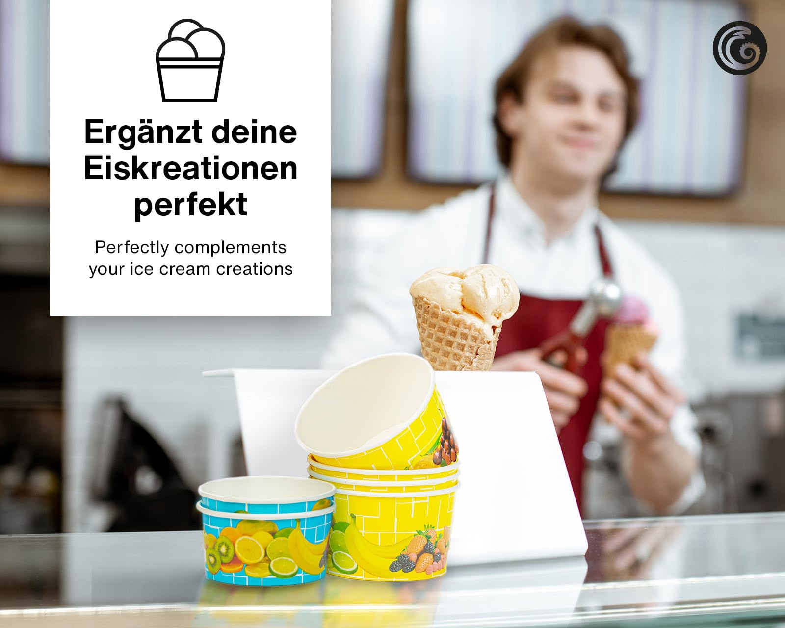 Octopus 50x coppe gelato di carta 160 ml, coppe frutta monouso