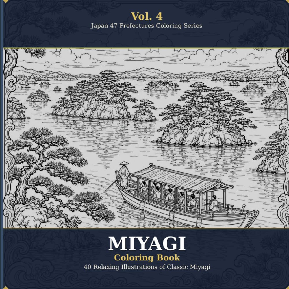 Miyagi Coloring Book: Classic Japanese Landscapes & Culture: 40 Relaxing Illustrations of Matsushima, Zao Ice Monsters, Tanabata Festival & ... | Japan 47 Prefectures Coloring Series Vol.4