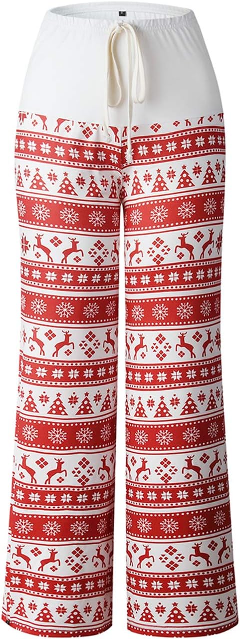 iChunhua Women's Comfy Stretch Floral Print Drawstring Palazzo Wide Leg Lounge Pant - Image 3