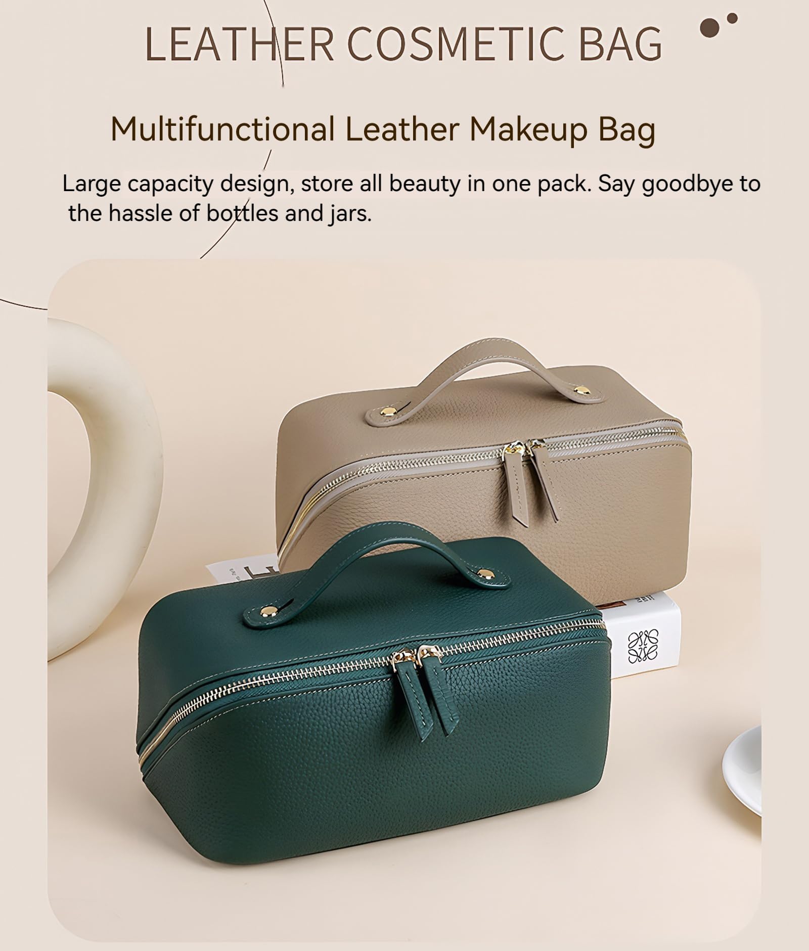 Bolsa de viaje de maquillaje Cosméticos de cuero Bolsa de inodoro