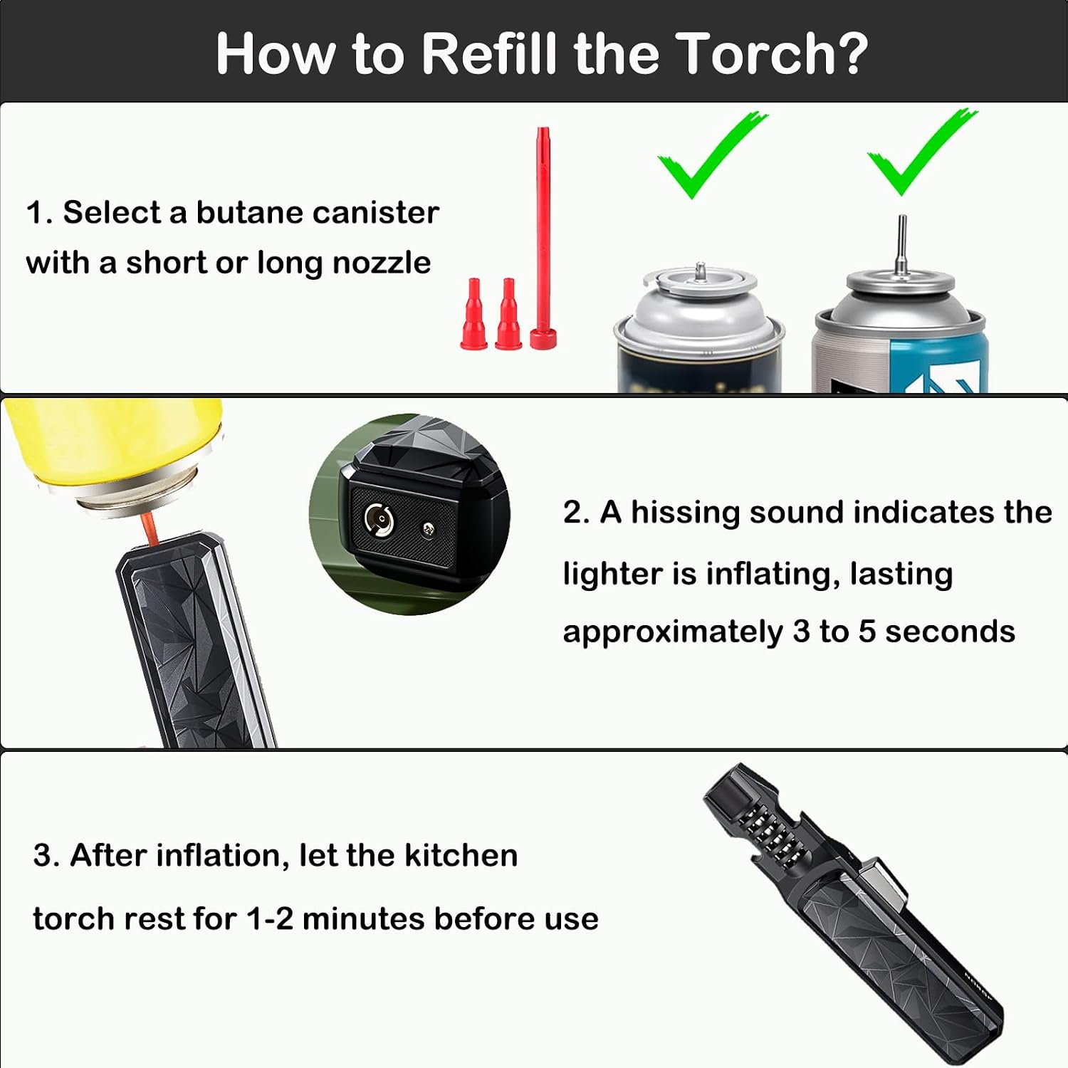 Butane Torch Lighter with Safety Lock, Refillable Bright Fire Blow Torch, Adjustable Kitchen Cooking Lighter, Outdoor Windproof Jet Flame for Camping Cigar Soldering Men Gift, No Gas (Gold)