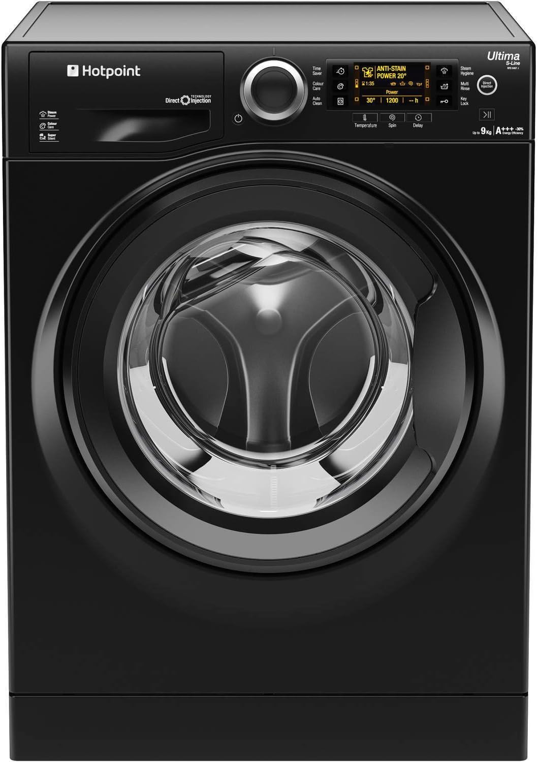 Hotpoint RPD9467JKK Washing Machine Ultima S-Line 9 Kilogram Black [Energy Class A+++]