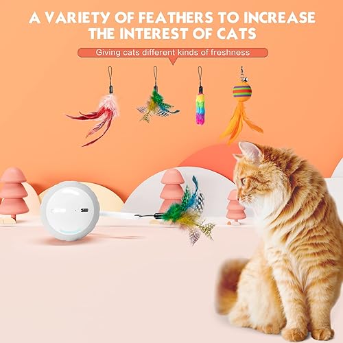 Miniatura 2 de Pelota interactiva de juguetes para gatos, juguetes eléctricos automáticos para gatos de interior, luces LED y juguetes, cola de plumas con sonido