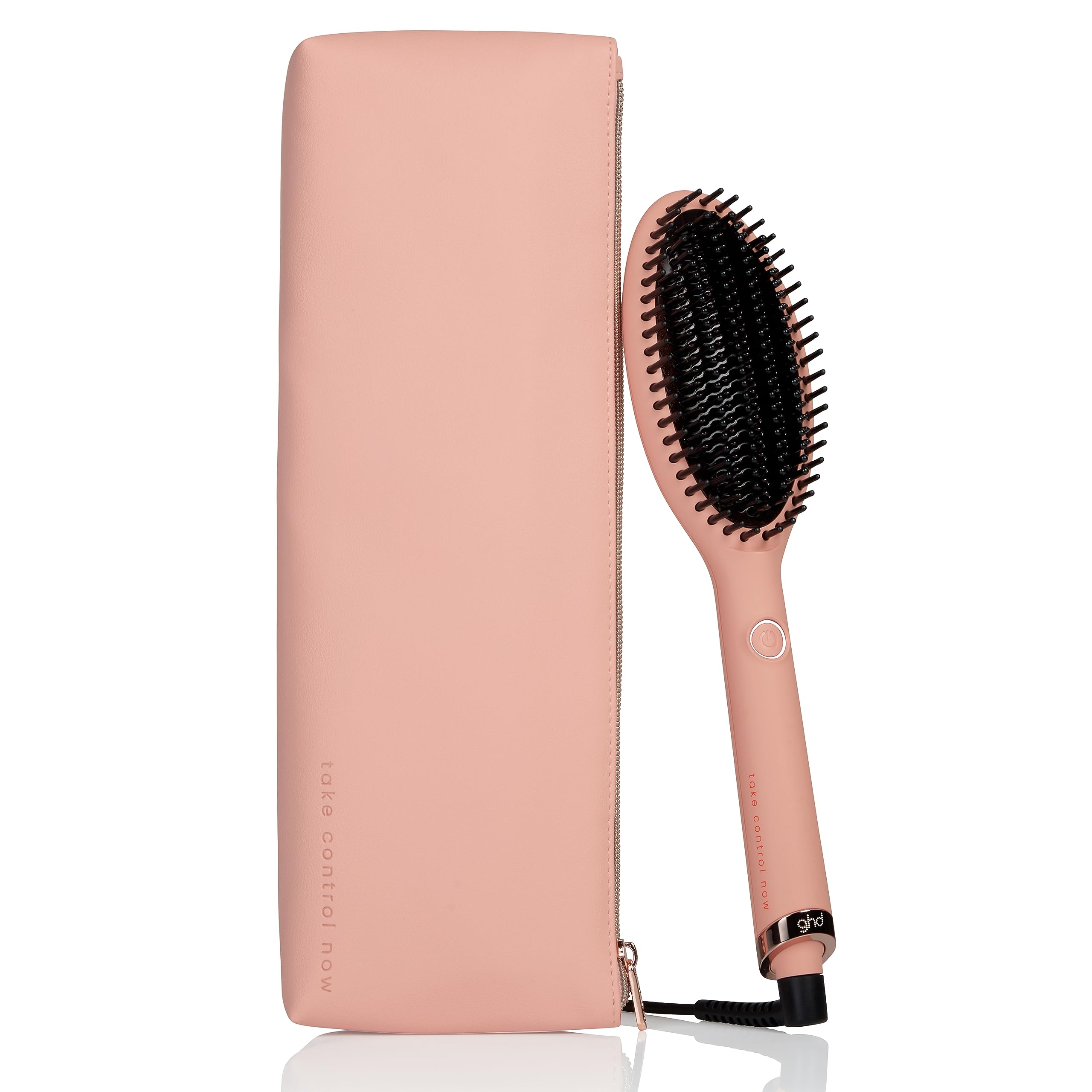 ghd glide take control now - Cepillo de pelo térmico para un acabado liso natural sin esfuerzo, suaviza y elimina el encrespamiento, temperatura óptima de peinado 185ºC, edición limitada 2023, rosa