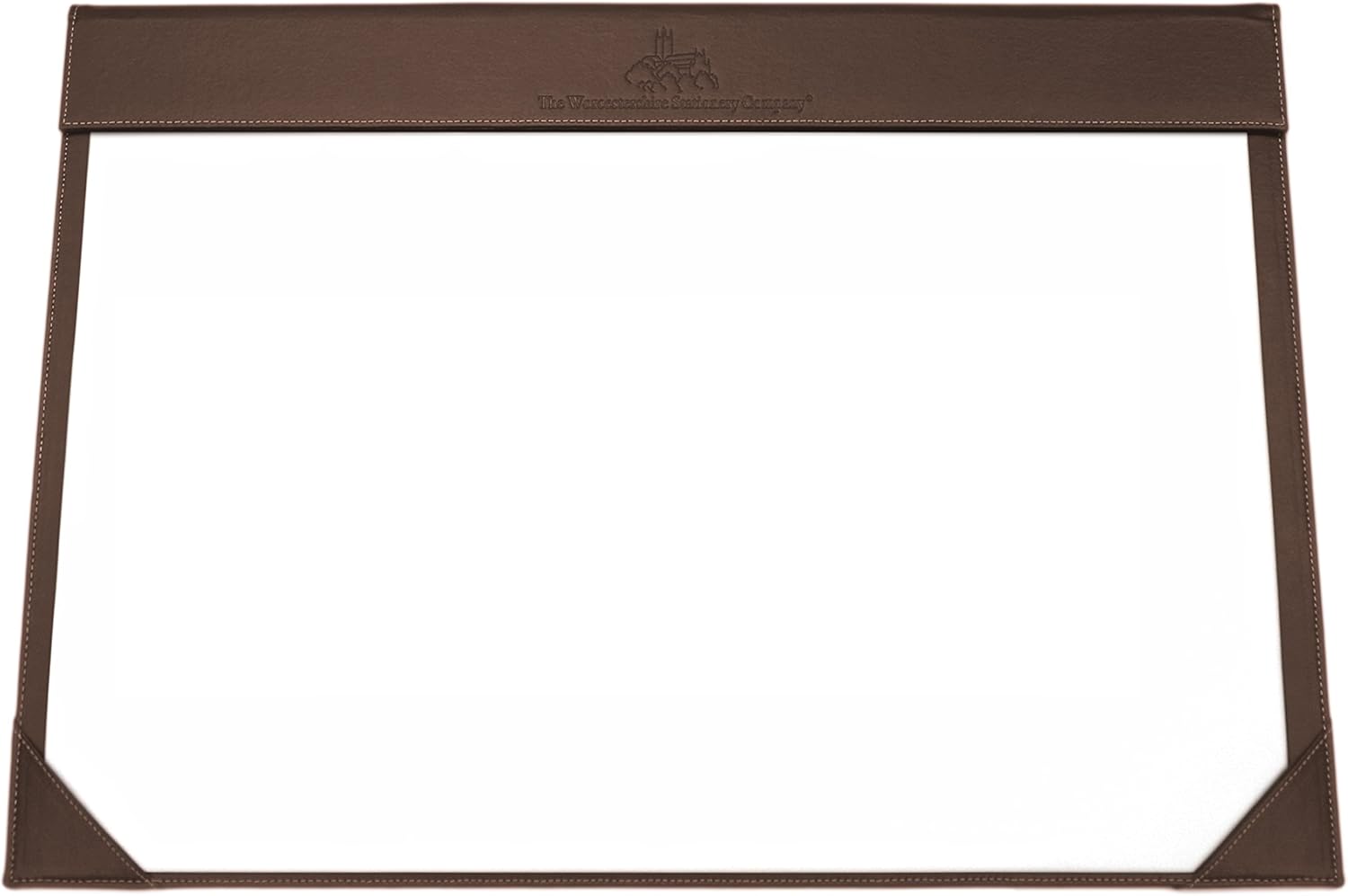 A2 Desk pad Holder, Faux Leather, Brown, Supplied with 12 Sheets of