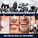 Electric Razor for Men Cordless 𝐒𝐞𝐧𝐬𝐢𝐭𝐢𝐯𝐞 𝐒𝐤𝐢𝐧 𝐂𝐚𝐫𝐞, Rotary Shavers for Men - 𝟒𝐃 𝐅𝐥𝐞𝐱 𝐁𝐥𝐚𝐝𝐞𝐬, IPX Waterproof, USB Fast Charging
