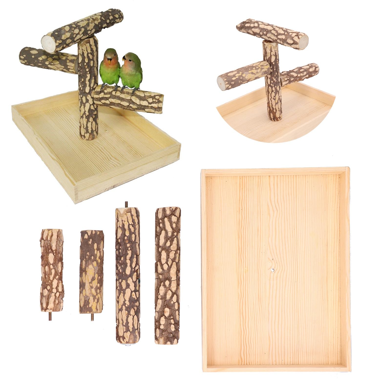 Puesto de Juegos para pájaros, Plataforma de Base Segura para Patio de Juegos con Percha de Madera para Loros, Entrenamiento de Aves