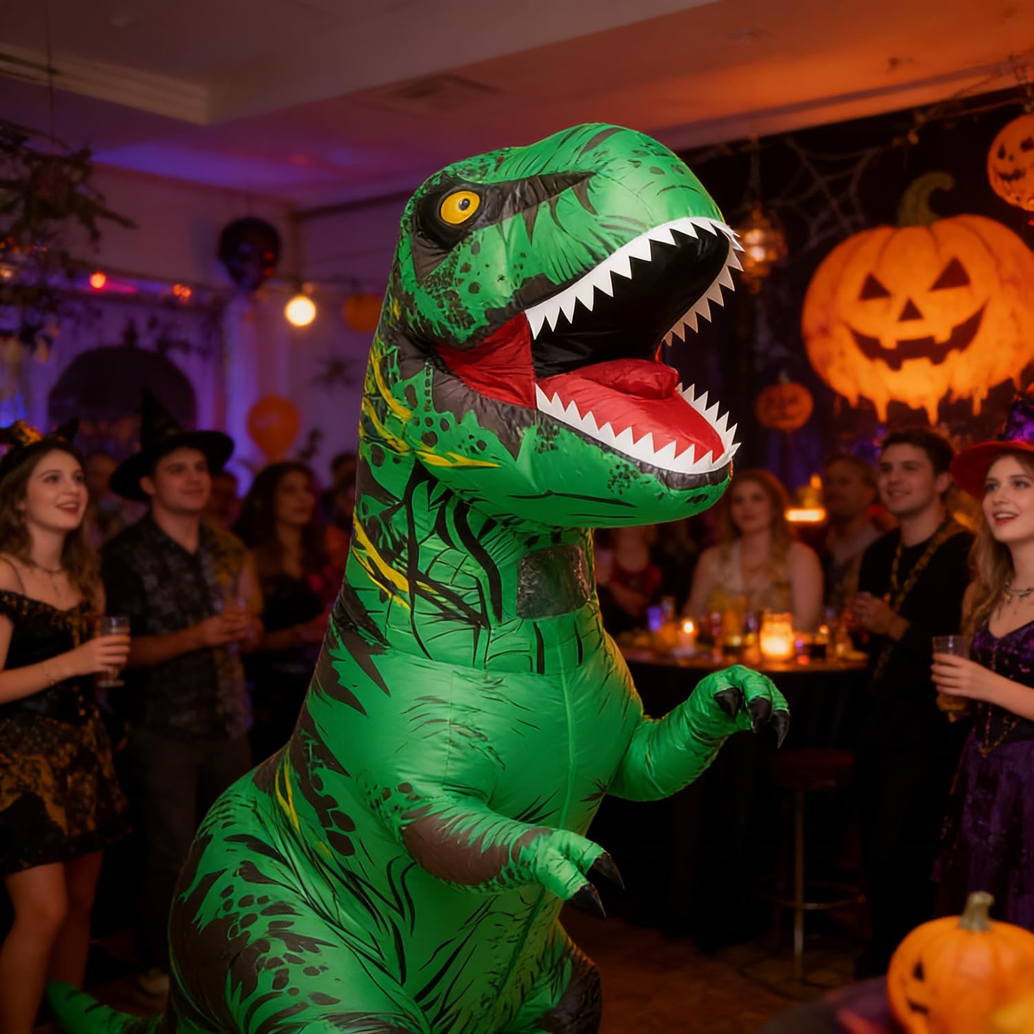 JASHKE Nadmuchiwany kostium dinozaura dla dorosłych, nadmuchiwany kostium dinozaura, kostium na Halloween, fantazyjny strój dla dorosłych