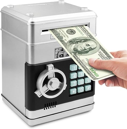 Miniatura 9 de Alcancía, contraseña electrónica de cajero automático, moneda para efectivo, puede desplazarse automáticamente, caja de ahorro de dinero, juguete de