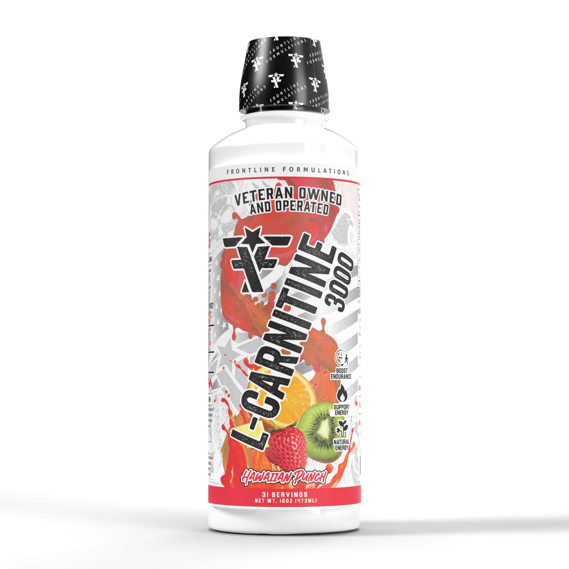 FRONTLINE FORMULATIONS Suplemento líquido de L-carnitina 3000, sabor Fruit Punch, 473 mL