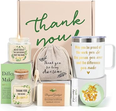 iAOVUEBY Thank You Gifts for Women, Employee Appreciation Gifts, 8PCS Thank You Gift Box with Spa Set, Difference Maker Gifts for Coworker, Teacher, Boss, Secretary, Nurse