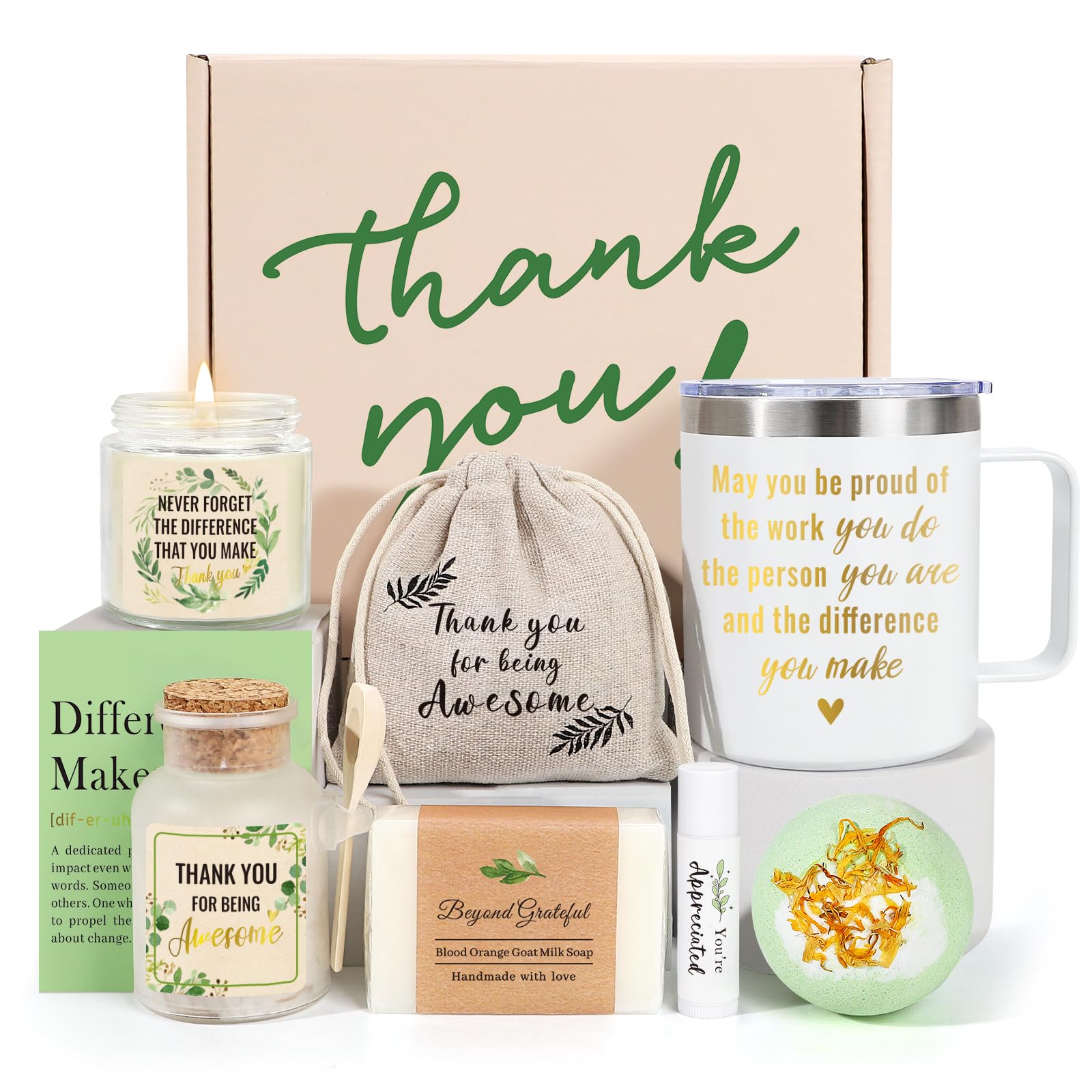 iAOVUEBY Employee Appreciation Gifts, Thank You Gift for Women, Teacher Appreciation Gifts, 8PCS Thank You Gift Box for Coworker Teacher Boss