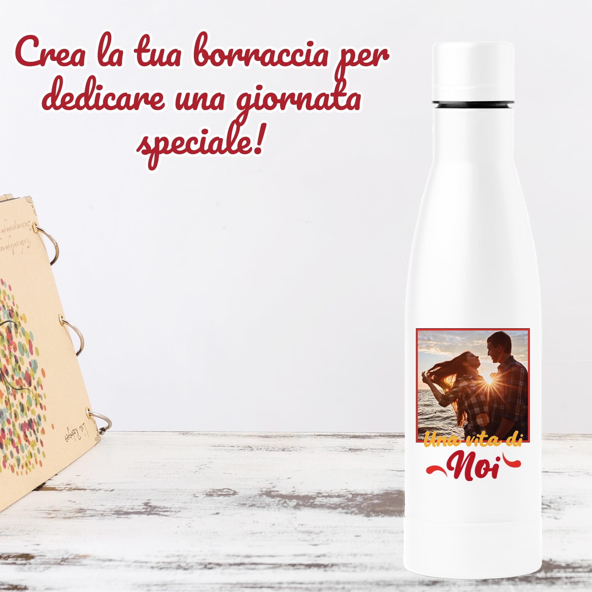 Bottiglia Termica 500 ml Doppia Parete in Acciaio Inox 304 con Isolamento in Rame – Personalizzabile con Foto, Testo o Logo – Borraccia Termica Ecologica, Riutilizzabile, Idea Regalo Sport e Ufficio