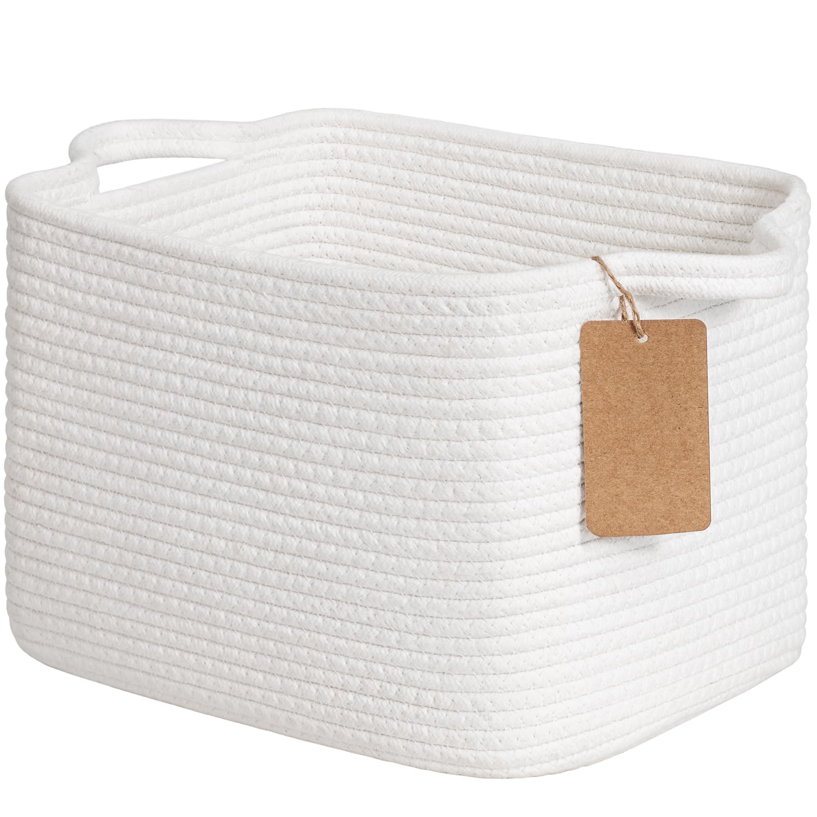 Woven Storage Basket, Cotton Rope Basket for Shelves Closet Organizer Square Shelf Basket for Toys Books, Shoes