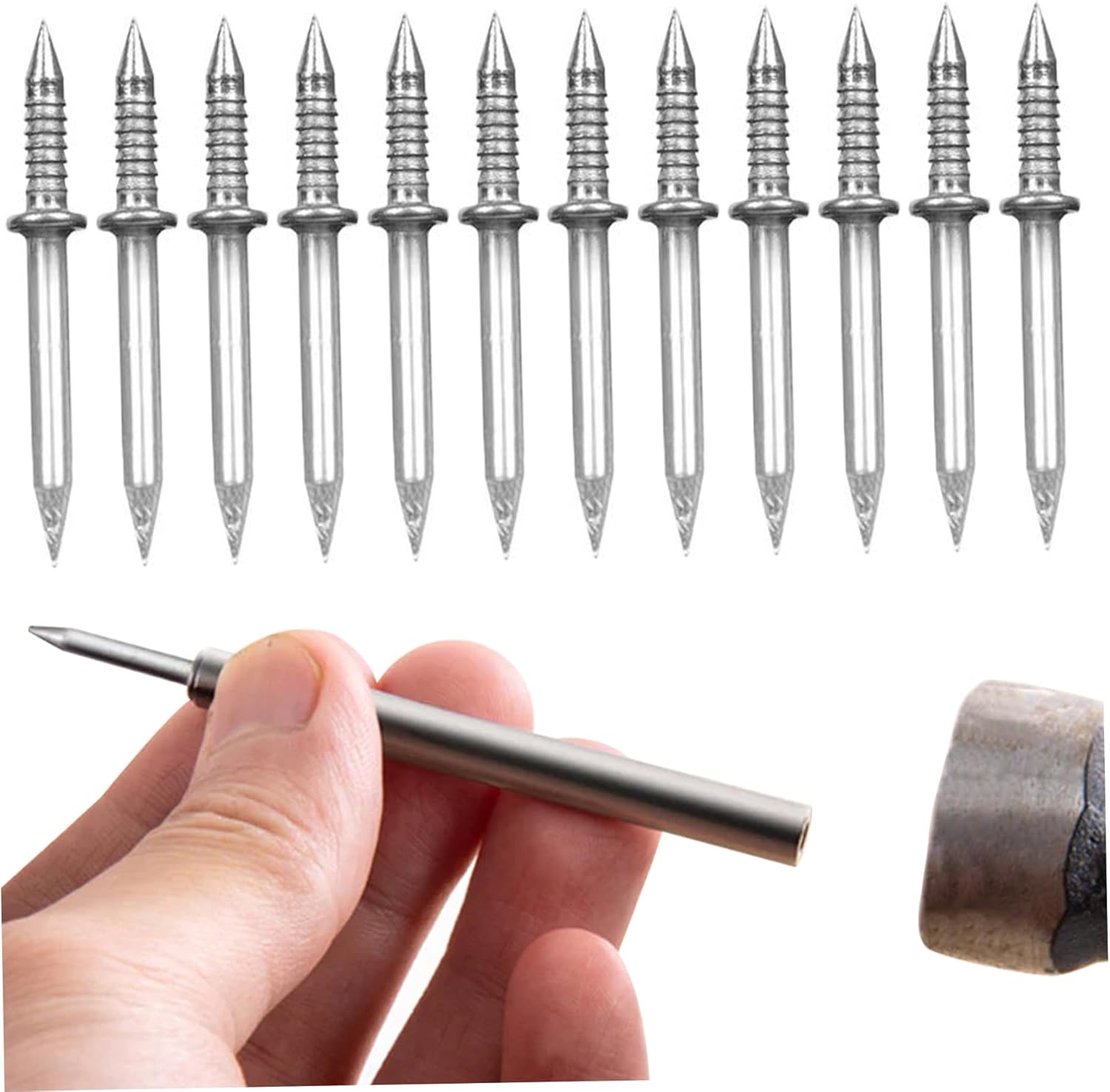 Masonry Nails Double-Headed Nails 200PCS Hidden Traceless Sheep Horn Skirting Thread Seamless Nail Rustproof Masonry Nails Panel Pins Wall Nails for Skirting Lines Wood Veneer