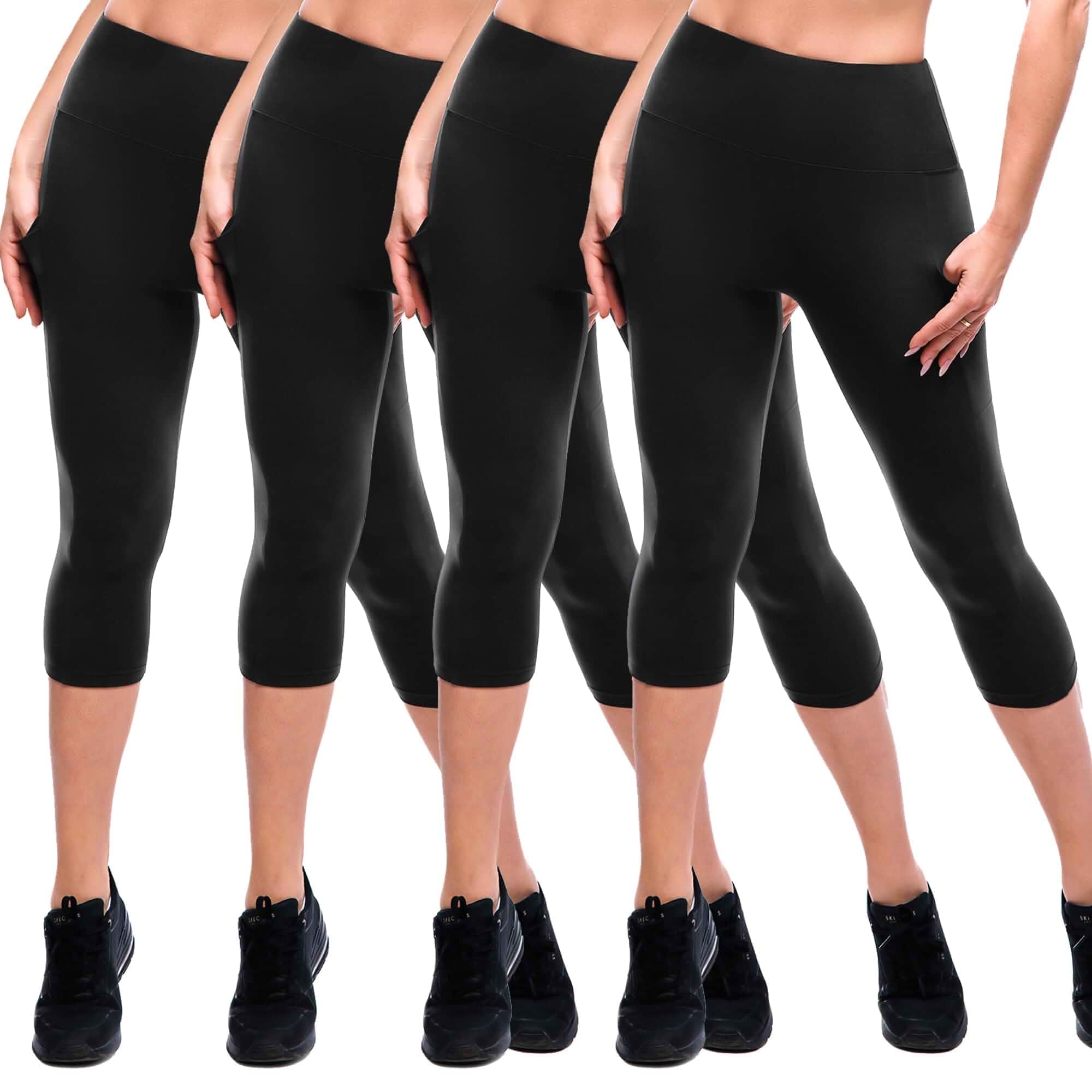 SINOPHANT 4 Pack Leggings for Women - Full Length Capri Buttery Soft High Waisted Yoga Pants for Athletic Workout Sports Leggings · Capri