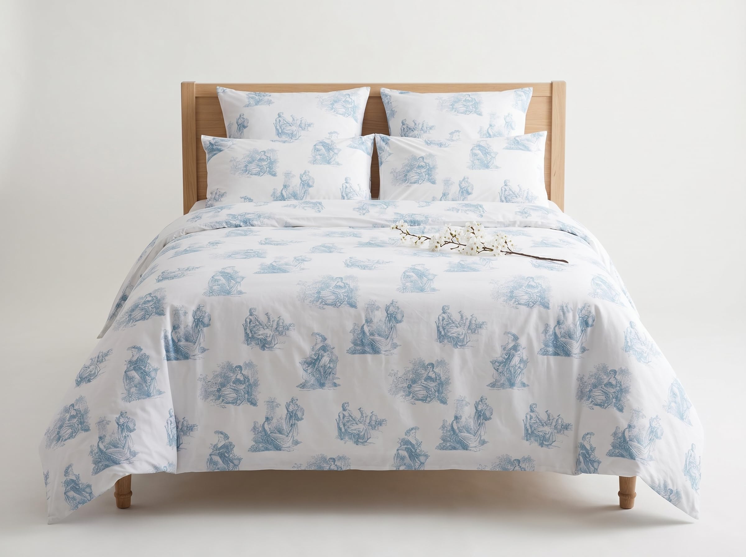 Toile de Jouy - Juego de ropa de cama (200 x 200 cm y 2 fundas de almohada de 65 x 65 cm)
