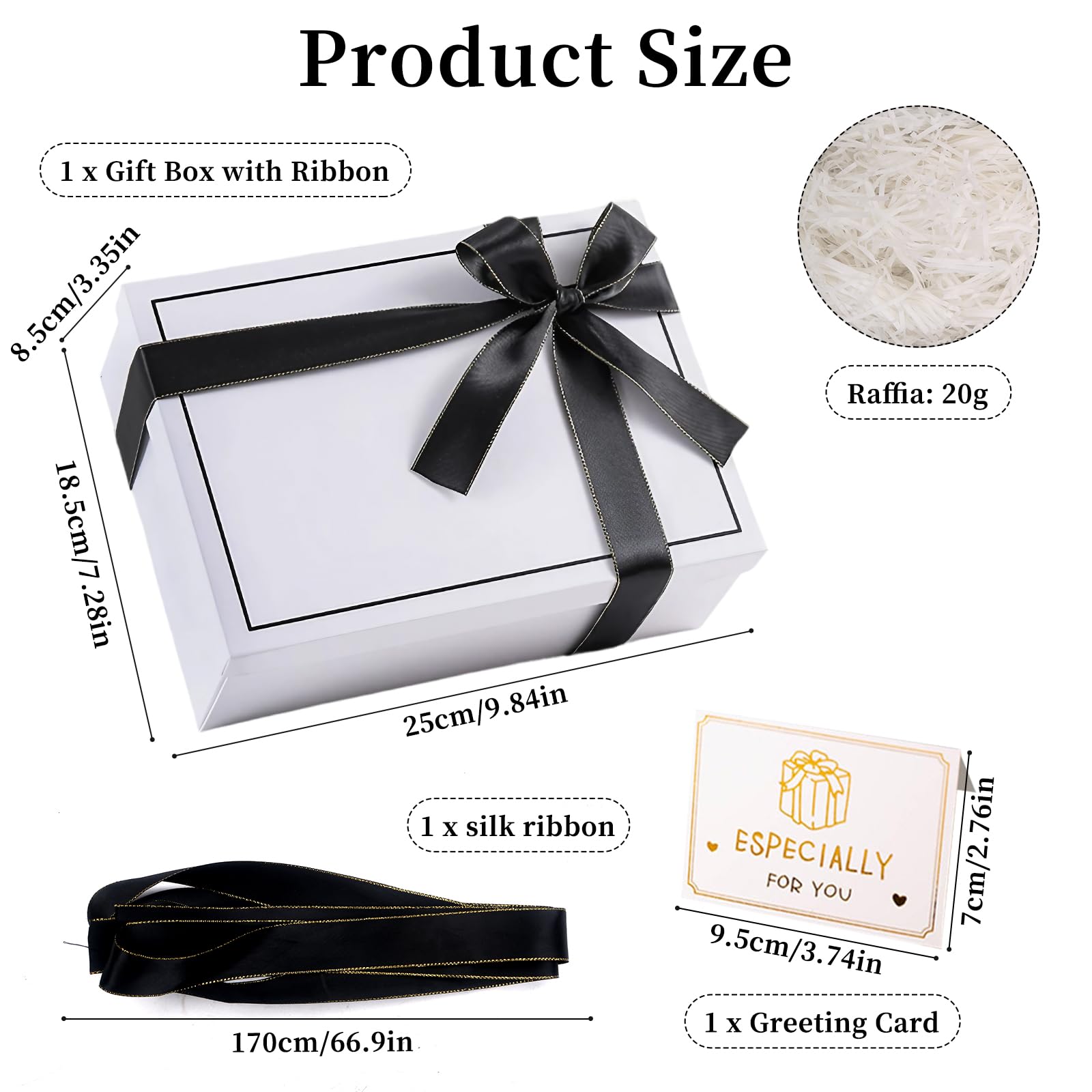 Weiße Geschenkbox Mit Deckel – 25 X 18 X 8,5 Cm, Inkl. Seidenband & Grußkarte