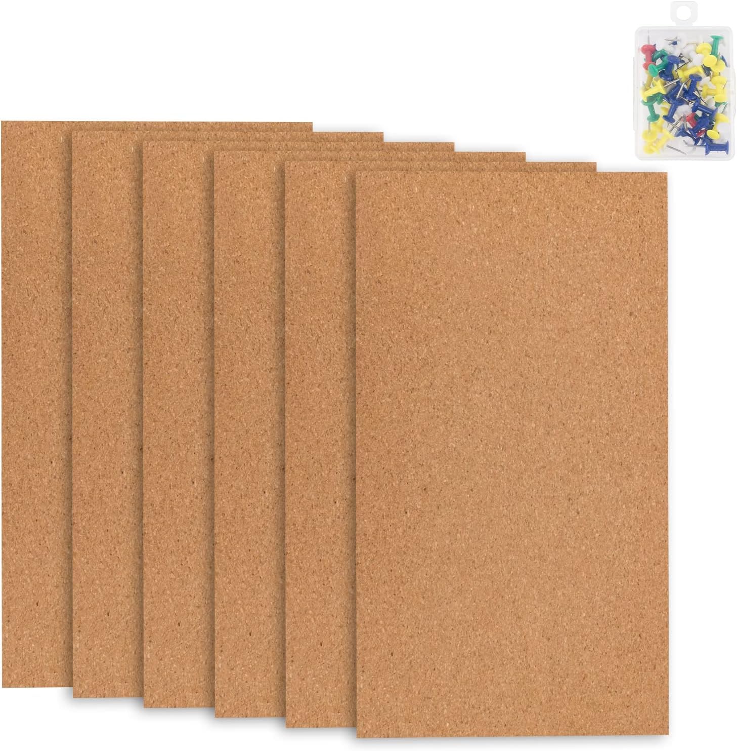 12Pcs 12mm Square Cork Boards, 43 x20cm Thick Cork Board Tiles for Walls, Large Size Self-Adhesive Tiles Bulletin Boards with 50 Pins for Pictures, Photos, Drawing, Walls Decoration, DIY Crafts