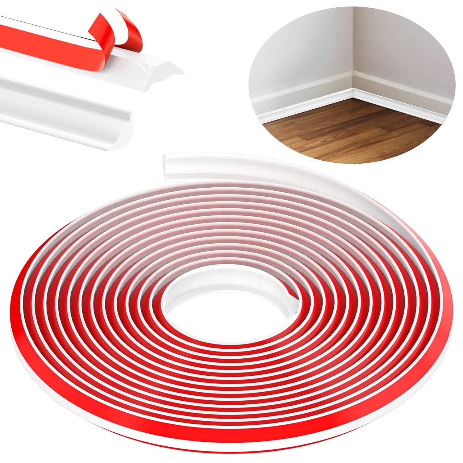 TPE Flexible Molding Trim, 6M Peel and Stick Moulding, SelfAdhesive Caulk Strip Quarter Round