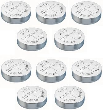Renata Watch Battery Swiss Made Renata 379 or SR521SW OR AG0 1.5V 10 Batteries, 379 or SR 521 SW