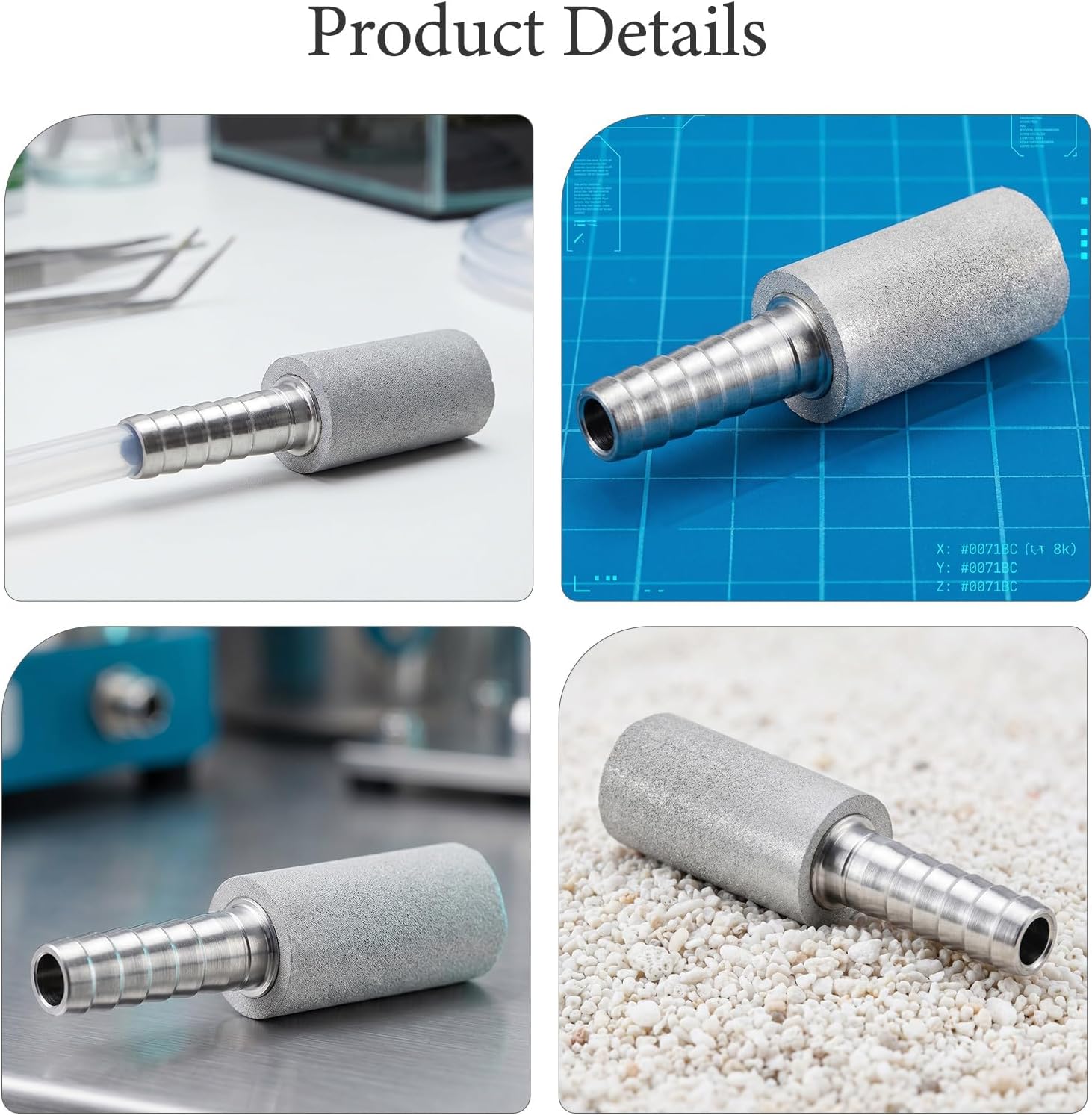 2pcs Stainless Steel Aeration Stones - 0.5 Micron Diffusion Carbonating Stones with 1/4" Outer Diameter for Homebrew Wine Beer Soda